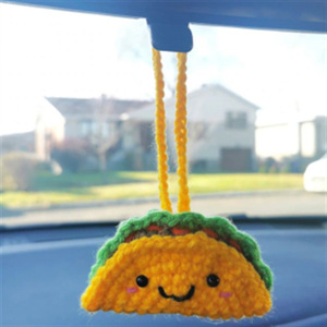 Kiva phim hoạt hình Châu Âu Mỹ bánh bao gạo bóng xe treo trang trí Handmade Crochet thực phẩm hình trang trí nội thất ô tô - Product Image 2