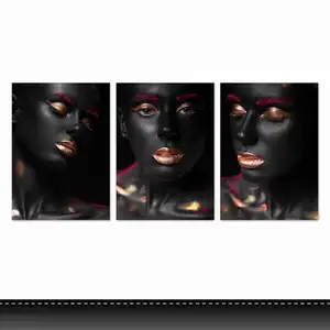 Африканское искусство черная и Золотая женщина абстрактное искусство Декор холст печать