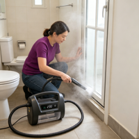 Nettoyeur Vapeur Portable pour Carrelage de Salle de Bain 1800W 230F, Nettoyeur Vapeur Sec Sans Ébullition 1.6L, Nettoyage Continu 30min, Certifié CE ETL