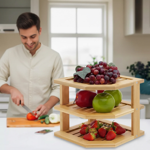 Estante de esquina de bambú de 3 niveles, organizador de especias de cocina, soporte de almacenamiento para condimentos, soporte de encimera para ahorrar espacio - Product Image 1