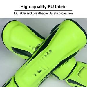 Protectores de pierna de <span class=keywords><strong>boxeo</strong></span> de cuero PU con logotipo personalizado Sanda Kickboxing competiciones de entrenamiento espinilleras protección profesional duradera - Product Image 6