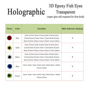 Vente en gros d'appâts 3D pour la fabrication de mouches de poisson 2mm à 10mm en argent rouge doré - Product Image 2