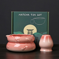 Ensemble de bols à matcha en céramique de style japonais avec tasse Chawan, bol à poudre et outil de mélange