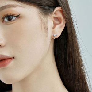 Dylam Tiny Minimalist Design 925 Sterling <b>Silver</b> Rhodium 18K Gold Plated Planet Star Dangle <b>Stud</b> <b>Earrings</b> for Girls Women - Product Image 2