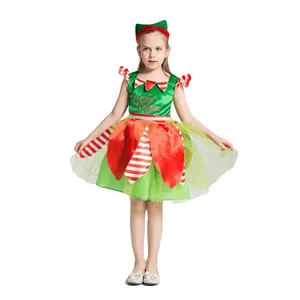 Halloween Lovely fairy girls Fancy Dress Stage Performance airy Green Elf Costume