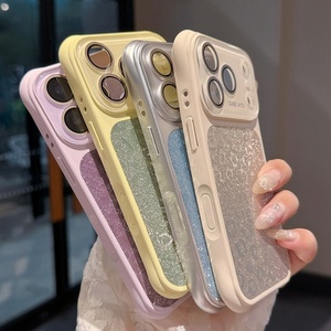 Funda de teléfono con estampado de leopardo y purpurina en las cuatro esquinas, colores vibrantes, para iPhone 13 14 15 16 17 Pro Max, cubierta trasera de lujo con protección contra arañazos. - Product Image 4