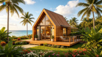 Maisonnette modulaire préfabriquée en acier en forme de A pour l'hébergement des clients d'hôtel, design moderne, caractéristique respirante, conception en modèle 3D
