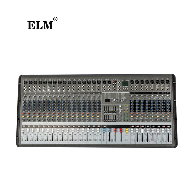 ELM PMR2460 Professional 24-Channel 650W*2 USB Interface Digital Echo Mixer with 7-Band EQ Metal Construction Power Amplifier