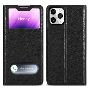 smart view leather phone case for iPhone 15 pro back cover for iPhone 15 plus 14 13 12 LM020