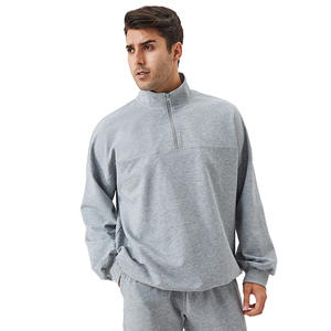 Sudadera Deportiva de Invierno para Hombre YEL415, Cuello Alto Holgado, Manga Larga, Media Cremallera, Informal, para Entrenamiento y Fitness, de Felpa Sólida - Product Image 2