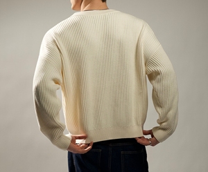 Suéter de <span class=keywords><strong>Punto</strong></span> Personalizado con Logotipo para <span class=keywords><strong>Hombre</strong></span>, 100% Algodón, Bordado, Hombros Caídos, <span class=keywords><strong>Cuello</strong></span> Redondo, Estilo Casual - Product Image 2