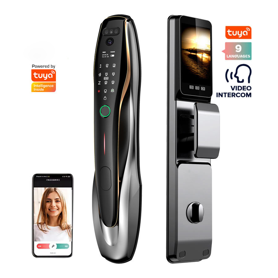 Smart Locks for Front Door Black Smart Lock Door Wifi with 3d Face Recognition Tuya Door Lock with Camera and Fingerprint · image 3
