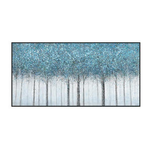 Neutral Blue Forest Abstract Contemporary Hand Painted Oil Painting on <b>Canvas</b> Hanging Decorative Texture Art Home Decor - Product Image 2