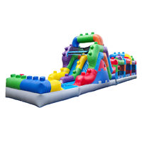 Parcours d'obstacles gonflable avec toboggan aquatique, toboggan gonflable de qualité commerciale pour les fêtes, les événements, les jeux, la location commerciale, 12*3m