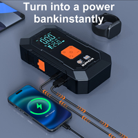 Démarreur de voiture portable 12V avec pompe à air pour pneus, lumière d'urgence et batterie externe