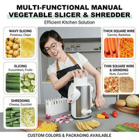 Super September Keukenaccessoires 5-in-1 Rotatiekaasrasp Groentehakker Snijder Handvat Ronde Mandoline Snijder