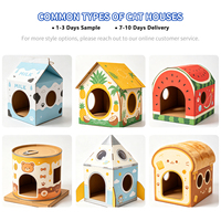 Maison pour animaux de compagnie en carton imprimé sur mesure en gros avec poignée, abri pliable en papier pour chien de petite taille pour jouer et dormir