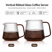Teko Kopi Camping Minimalis Ramah Lingkungan dari Kaca Borosilikat Tinggi dengan Gagang Amber Bergaris Tahan Panas untuk Kopi DripTea.