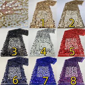 Yeni oyulmuştur örgü <span class=keywords><strong>3</strong></span> + 18mm payet işlemeli kumaş altın boncuklu dantel yuvarlak Sequins kare örgü pullu kumaş kadın etek için - Product Image 2