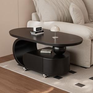 Table basse ovale mobile en dalles de pierre de luxe de style italien, ensemble gigogne, nouveau design pour salon compact, tables d'appoint de canapé - Product Image 6