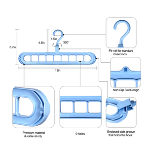 TXL451 Giá Phơi Đồ Bằng Nhựa Giá Rẻ Móc Treo Gấp Quần Áo Áo Khoác Có Thể Xoay Nhiều Lớp Móc Gấp 9 Lỗ Tiết Kiệm Không Gian - Product Image 3