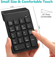 Clavier numérique sans fil miniature à rétroéclairage LED USB 18 touches en gros pour ordinateur de bureau, jeux et affaires en stock