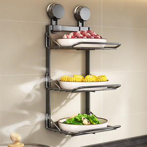 Estante de Cocina con Ventosa para Montaje en Pared, Multicapa, Resistente, Sin Perforaciones, Forma Rectangular, Uso Doméstico - Product Image 2