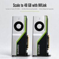 Carte graphique professionnelle RTX 6000 24 Go GDDR6, 4608 cœurs CUDA, 72 cœurs RT, PCIe 3.0 X16 pour le rendu 3D et les stations de travail IA