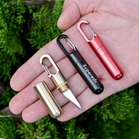 Mousqueton en métal en aluminium en forme de capsule EDC Tool avec petit couteau