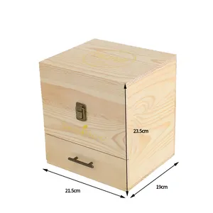 손으로 만든 미완성 원료 3 레이어 에센셜 오일 포장 상자 나무 에센셜 오일 나무 보석 보관 상자