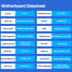 <b>CPU</b> I7-12850HX ERYING DDR4 16C24T Desktop Gaming M-ATX <b>Motherboard</b> With LGA 1151 Core I7 Processor New Product ERYING I7-12850HX - Product Image 4