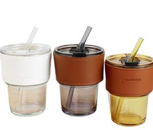 Vendita calda di alta qualità di lusso personalizzato acqua potabile bevanda vetro barattolo tazza con coperchi paglia - Product Image 3