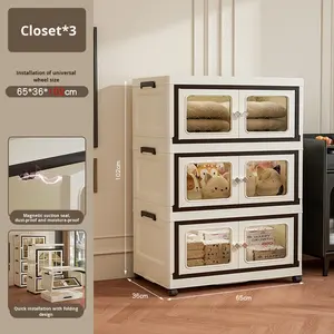 Современный складной многофункциональный шкаф для хранения одежды из полипропилена для спальни и дома - Product Image 6