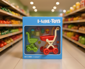 I-Like-Toys Chariot de courses en plastique pour enfants de 2-3 ans, ensemble de jeu d'imitation d'épicerie - Product Image 2