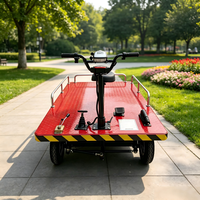 Chariot à plateforme électrique à quatre roues haute performance, rouge, multi-usages, capacité de charge de 1000 kg, pour entrepôt et shopping