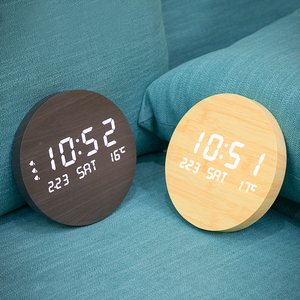 Emaf hiện đại lớn hiển thị lớn mới nhất trang trí nội thất bằng gỗ nhiệt độ LED kỹ thuật số Đồng hồ treo tường cho phòng khách phòng ngủ văn phòng - Product Image 5