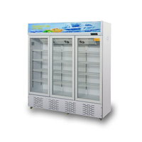 Réfrigérateur vertical à boissons froides à trois portes en verre, vitrine réfrigérée, congélateur pour boissons énergisantes Pepsis Cocas Colas
