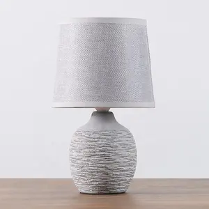 Luminária de mesa artesanal cinza, lâmpada de cabeceira antiga