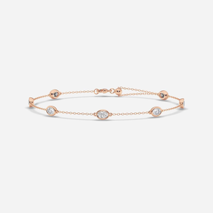 Bracelet de cheville fin 1, 3 ou 4 carats de diamants ovales de laboratoire, réglable, délicat et élégant, bijou quotidien pour femme - Product Image 3
