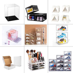 Acrylic Fold Magnetic Side Open Custom Organizer <b>case</b> Giant Transparent Plastic clear Sneaker Plastic <b>Display</b> <b>Shoe</b> Storage Box - Product Image 5