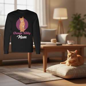 Camiseta de manga larga con diseño de gato lindo de Orange Tabby Mom, camisa de moda para mujer - Product Image 3