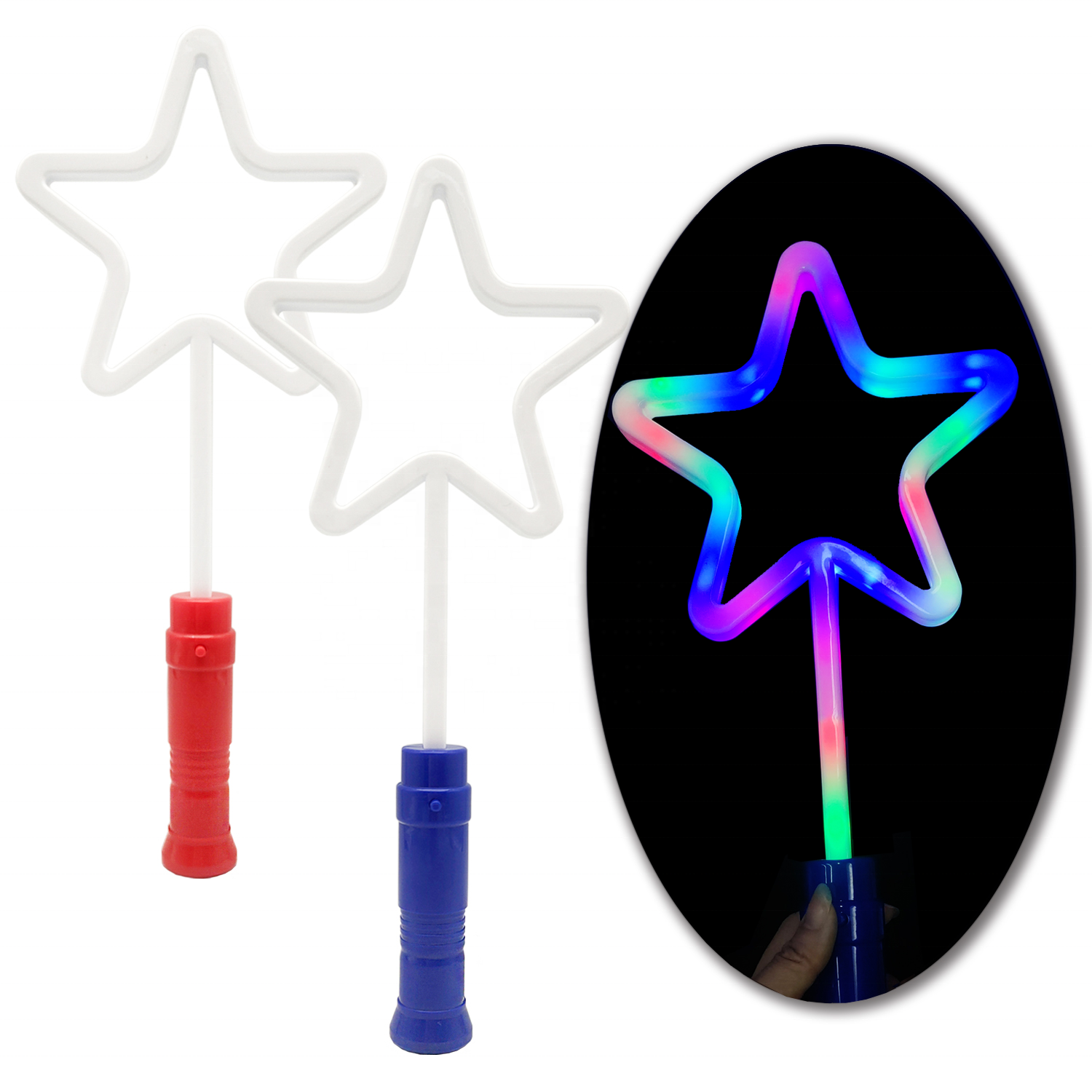 Varita Mágica Giratoria Con Luz De Estrella – Palo Luminoso De 37 Cm, Rojo Brillante, Para Fiestas, Conciertos Y Celebraciones, Funciona Con 3 Pilas AA