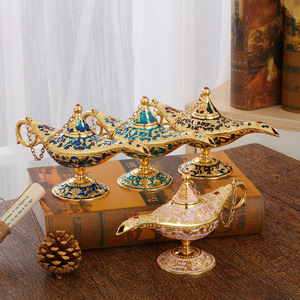 Promoción Decoración para el Hogar Artesanía de Metal Regalo Lámpara de Aladino Antigua de los Deseos Souvenir Lámpara Mágica de Aladino Vintage para Decoración del Hogar - Product Image 1