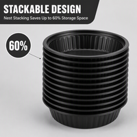 Assiettes jetables noires en PP personnalisées en gros, 7, 9, 10 pouces, avec rebord nervuré renforcé pour barbecue, fêtes, traiteur et préparation de repas