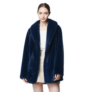 Casaco de pele de vison falso luxuoso para mulheres, casaco grosso de inverno com preço barato, novos materiais prontos para enviar