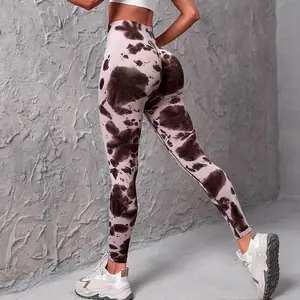 Atacado leggins roupas femininas amassar bunda leggings sem costura leggins femininas cintura alta tie dye yoga leggings para as mulheres