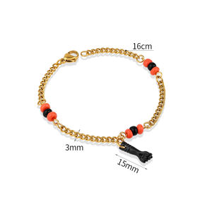 Nouveauté Bracelet à breloques en perles <span class=keywords><strong>pour</strong></span> enfant en acier inoxydable hypoallergénique Bracelet à perles <span class=keywords><strong>pour</strong></span> bébé Chaîne à maillons noirs - Product Image 6