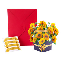 3D mawar Lily bunga aster terima kasih kartu ucapan Pop up buket bunga hadiah ulang tahun kartu amplop Untuk Teman Ibu