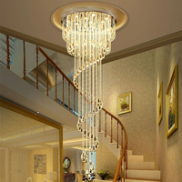 DUOMEIJU Lustre Moderne pour Hôtel à Plafond Haut, Suspension de Hall, Grand Lustre de Luxe en Cristal pour Escalier, Lustre Rotatif pour Villa Duplex, Doré