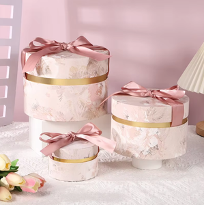 Luxury Round Floral Paper <b>Jewelry</b> <b>Box</b> Custom Logo Ribbon Bow Gift Storage <b>Box</b> for <b>Necklace</b> Earring Ring - Product Image 2